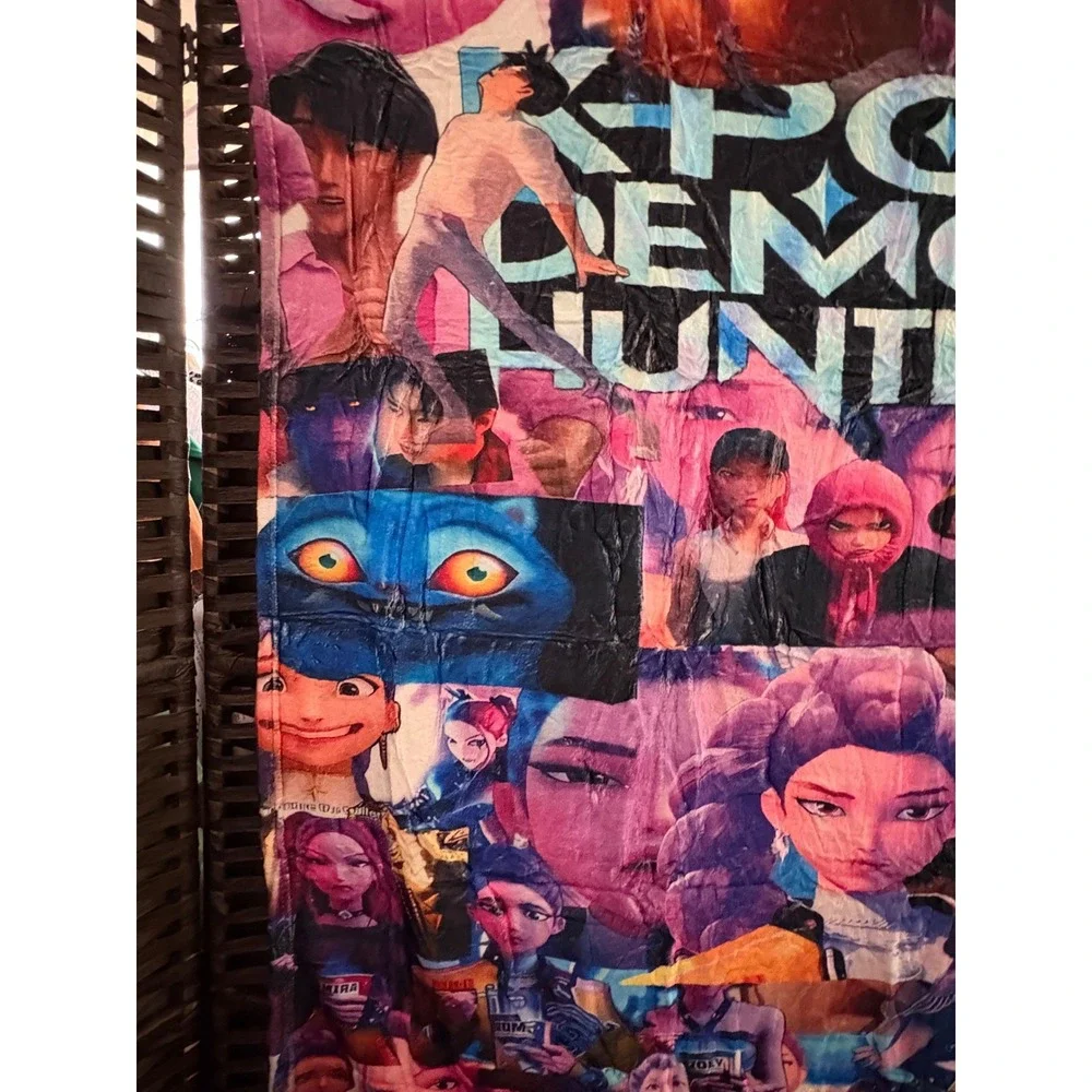 K-Pop Demon Hunters Netflix Animated Film Plush Fleece Throw Blanket Multi Color